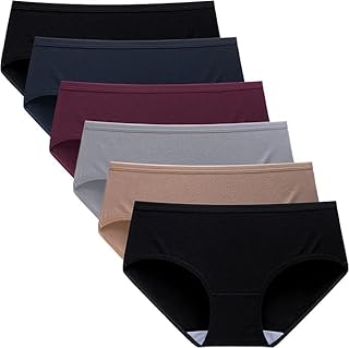 LOURYN KOULYNCotton Hipster Knickers Ladies Low Rise Underwear Panties No Show Full Coverage Briefs 6 Pack (S) Multicolour
