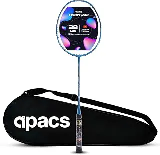 Apacs Finapi 232 (Unstrung, 38 LBS Max Tension) Made in Vietnam | 100% Japanese Graphite | High Modulus | High Power Badminton Racket with Free Full Cover | G1-4 1/4 inches (Light Blue)