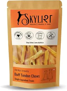Beef Buffalo Tendon Dog Treats, Single Ingredient High Protein Chews, No Preservatives Added, Third Party Tested Natural Long Lasting Dental Snack for Dogs, 50G Pack