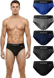 SWAGR5 Pack Men's Super Combed Cotton Underwear Briefs | Classic TruComfort Fit | Powered by ZincShield Anti-Bacterial Tech | Aerflo Breathability | 4-Way FlexStretch | SOXCO Style SG03