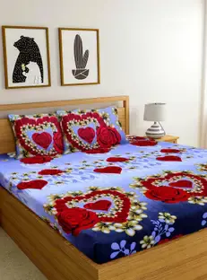 Shree Shyam 144 TC Microfiber Double Geometric Bedsheet
