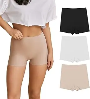 LOURYN KOULYNWomen's/Girl's Seamless Smooth Ice Silk Boyshort Panty/Cycling Shorts/Under Skirt Shorts (Pack of 3)