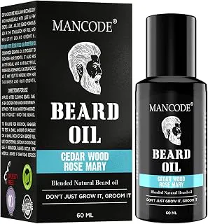 Mancode Beard Growth Oil for Men - 60ml More Beard Growth, With Cedarwood & Rose Mary Natural Oils including Vitamin E, Nourishment & Strengthening, No Harmful Chemicals Strengthening