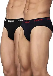 Levi's009 Neo Brief for Men | 100% Pure Cotton | Solid Men's Underwear | Breathable | Branded Outer Elastic Anti-Roll Waistband | Extra Supportive Gusset | Dual Layer 3D Pouch | Tagless | Pack of 2