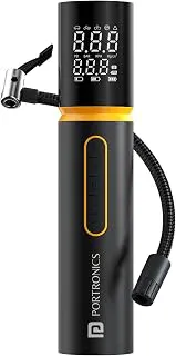 Portronics Vayu 5.0 Rechargeable Tyre Inflator with Fast Inflation, Preset Modes, Digital Display, Flashlight Torch, Auto Shut-Off, Air Pump Compressor for Car & Bike (Black)
