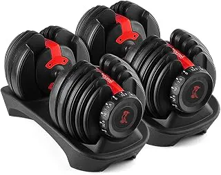CockatooADB-01 2.5 KG- 24 Kg Adjustable Dumbbell Set, Home Workout Gym Equipment Men and Women, Quick One-Second Adjustment 15-IN-1 Dumbbell Dumbbells Set For Home Gym(1 Year Warranty) (24 Kg, Red)