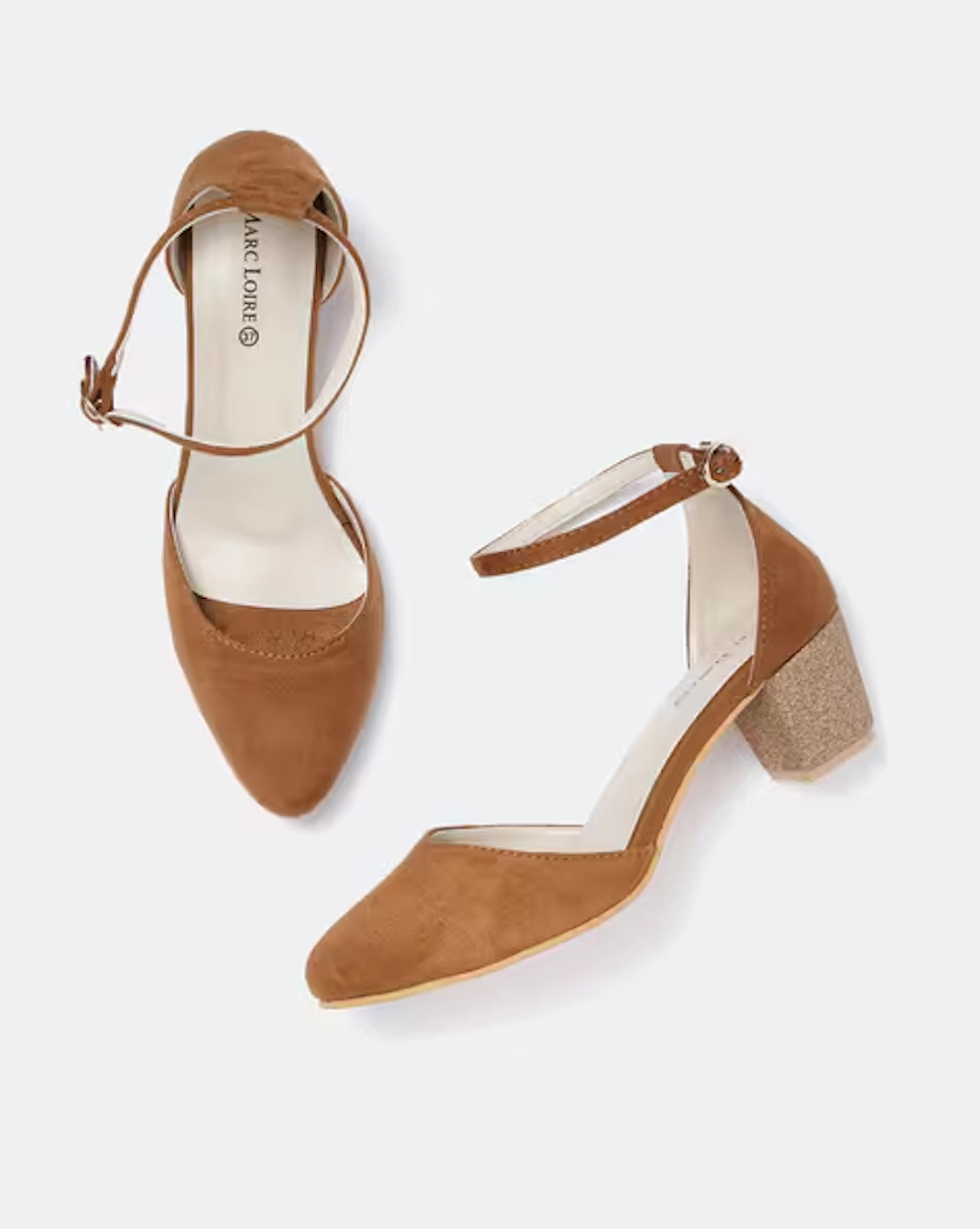 Pointy-Toe Block Heels with Ankle Strap