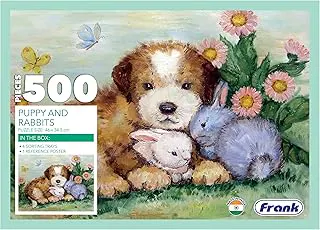 Frank Puppy and Rabbits 500 Piece Jigsaw Puzzle for Adults & Kids Above 10 Years | Realistic Illustrations - Fun and Challenging Puzzle Games for Focus, Memory and Stress Relief, Gifts for Teenagers