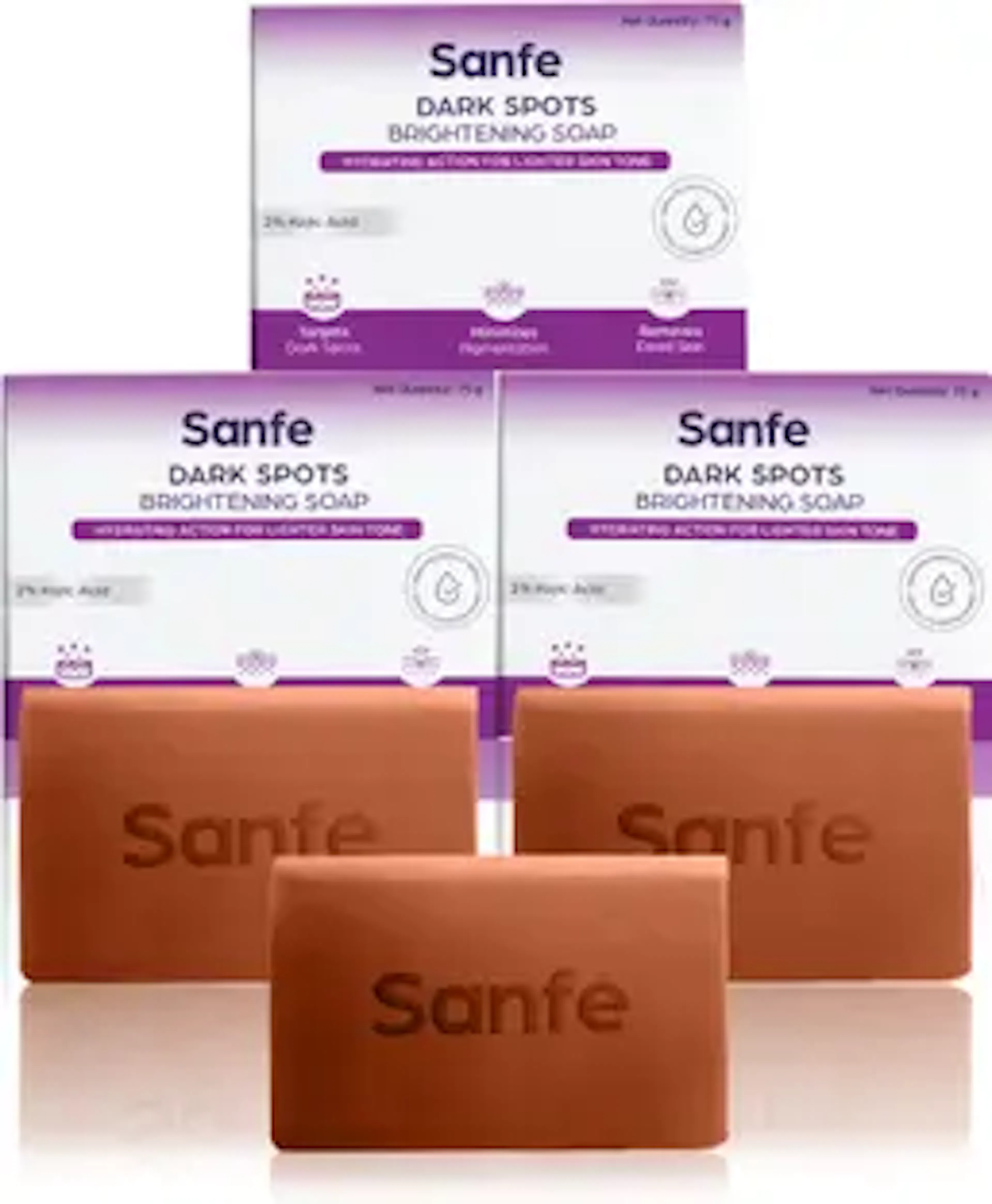 Sanfe Dark Spots Brightening Soap| Prevents Blemishes| 75gm - 3 pcs