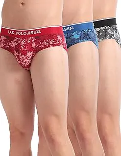 U.S. POLO ASSN.Mens OEB01 Abrasion Free Printed Underwear Briefs - Pack of 3
