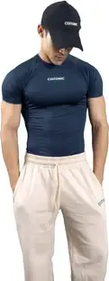 COITONIC Typography Men Round Neck Blue T-Shirt