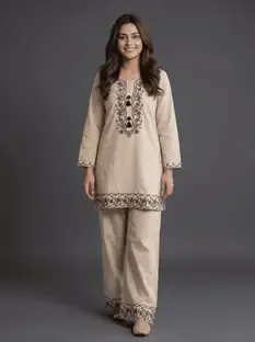 PRINCEFEBRICS Women Embroidered Straight Kurta