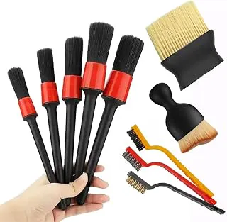 10pcs Auto Car Detailing Brush Set,Car Interior Cleaning Kit,Including 5pcs Car Detailing Brushes, 3pcs Wire Brush and 2pcs Different Soft Bristle dusting Brush for car Interior