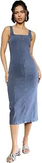 sassafrasWomen's Stylish Women’s Midi Dress – Solid Color, Puff Sleeve, Casual Chic