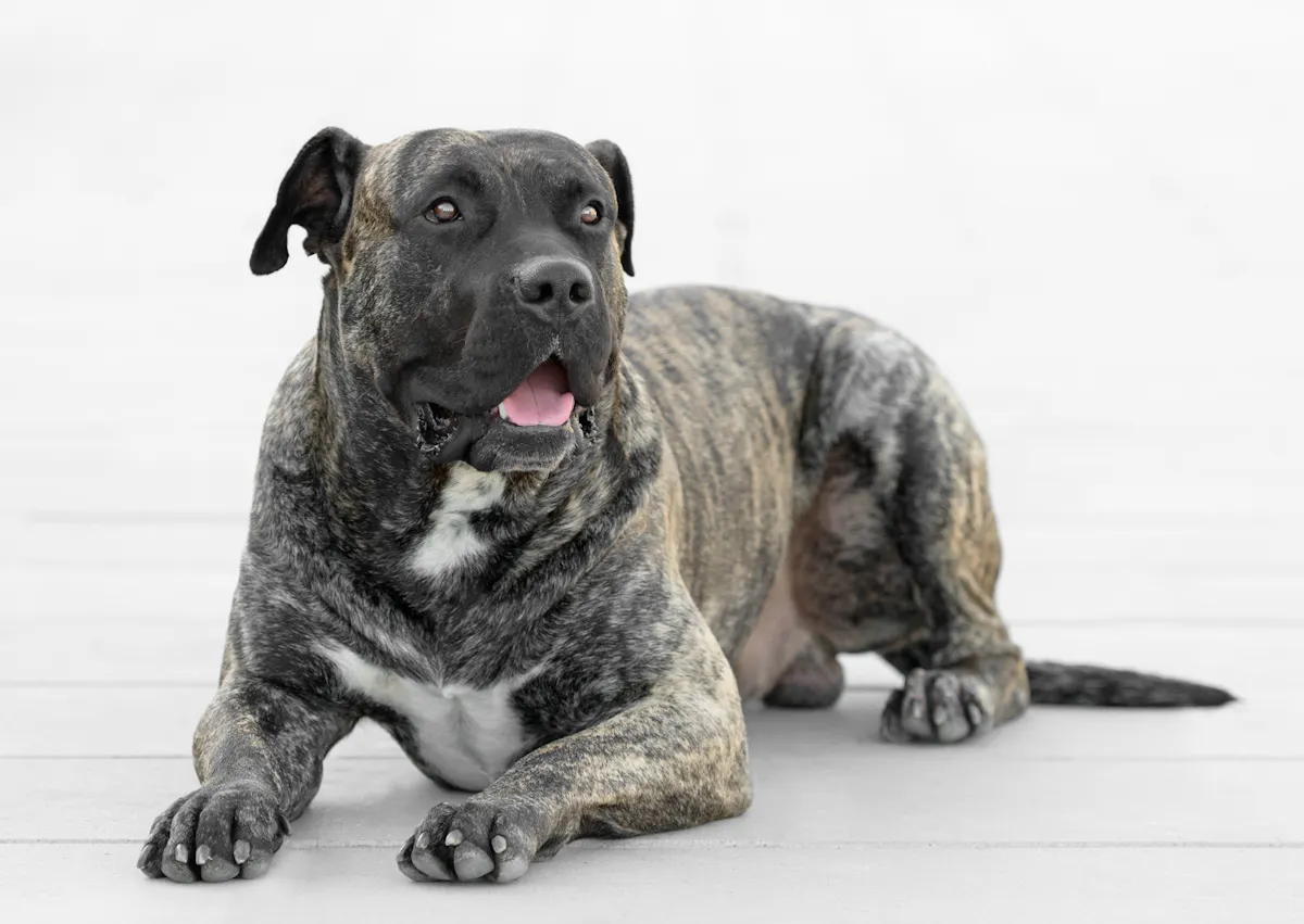 Dogue des Canaries couché et qui regarde sur le côté