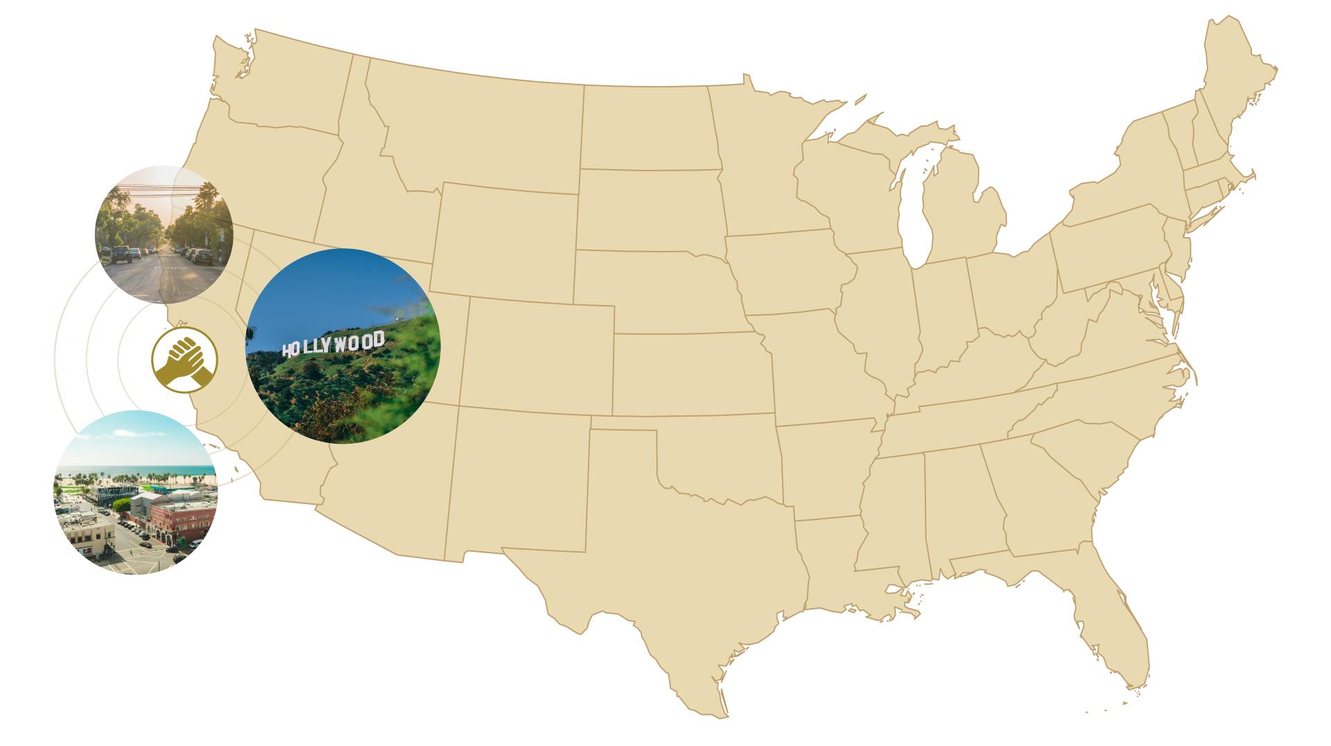 USA Map With Pictures of Los Angeles