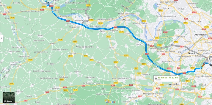 Getting to Giverny Monet Garden & House by Car Map