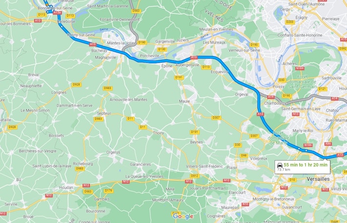 Getting to Giverny Monet Garden & House by Car Map