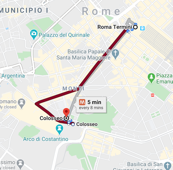 getting to Colosseum by bus