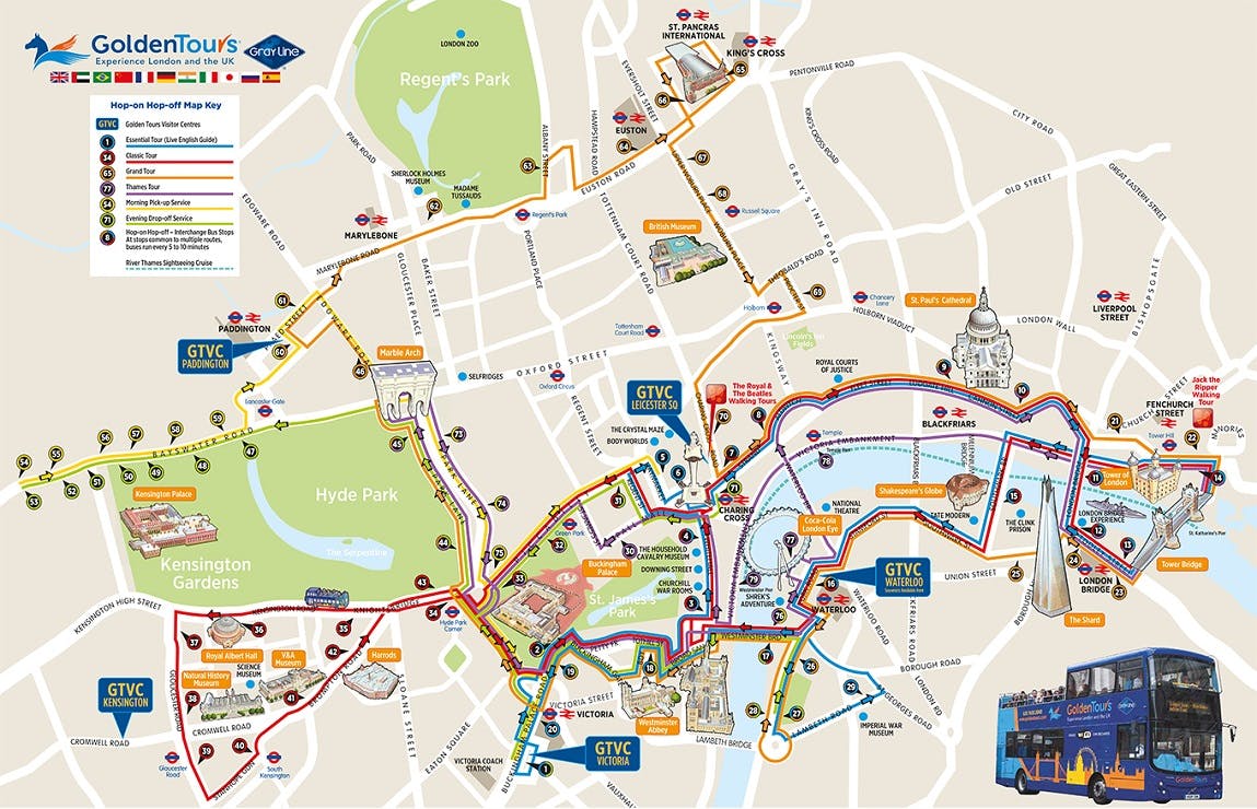 golden tours blue route map