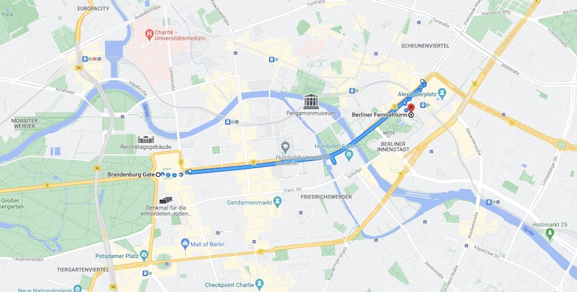 Getting to Berlin TV Tower via Bus Map