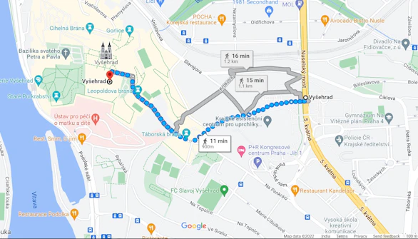 Vysehrad metro station to Vysehrad
