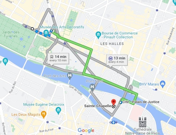 Getting to Sainte Chapelle via Metro Map
