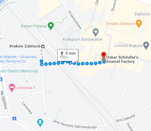 Estação de trem Krakow Zablocie para a Fábrica de Schindler