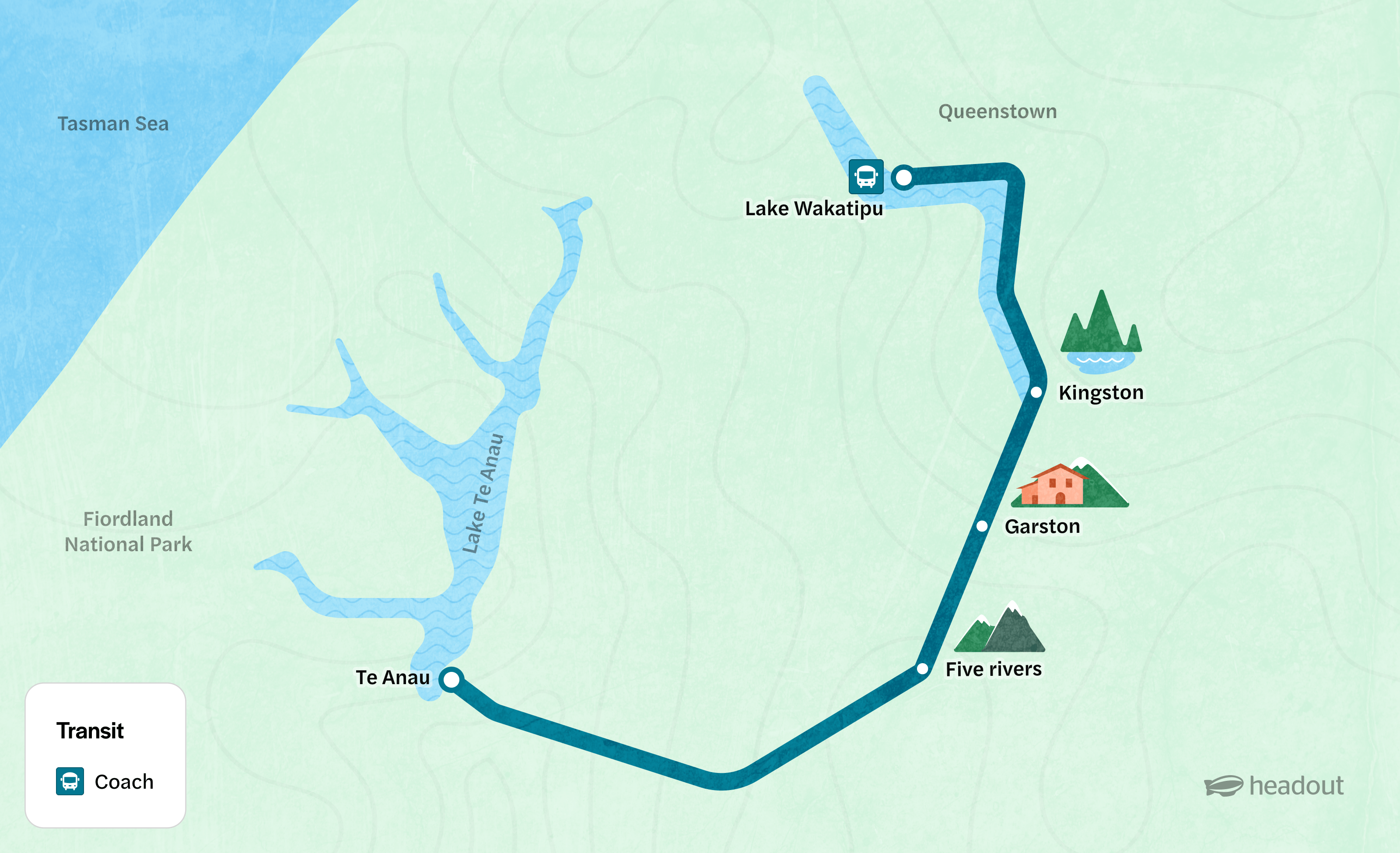 queenstown to te anau route map