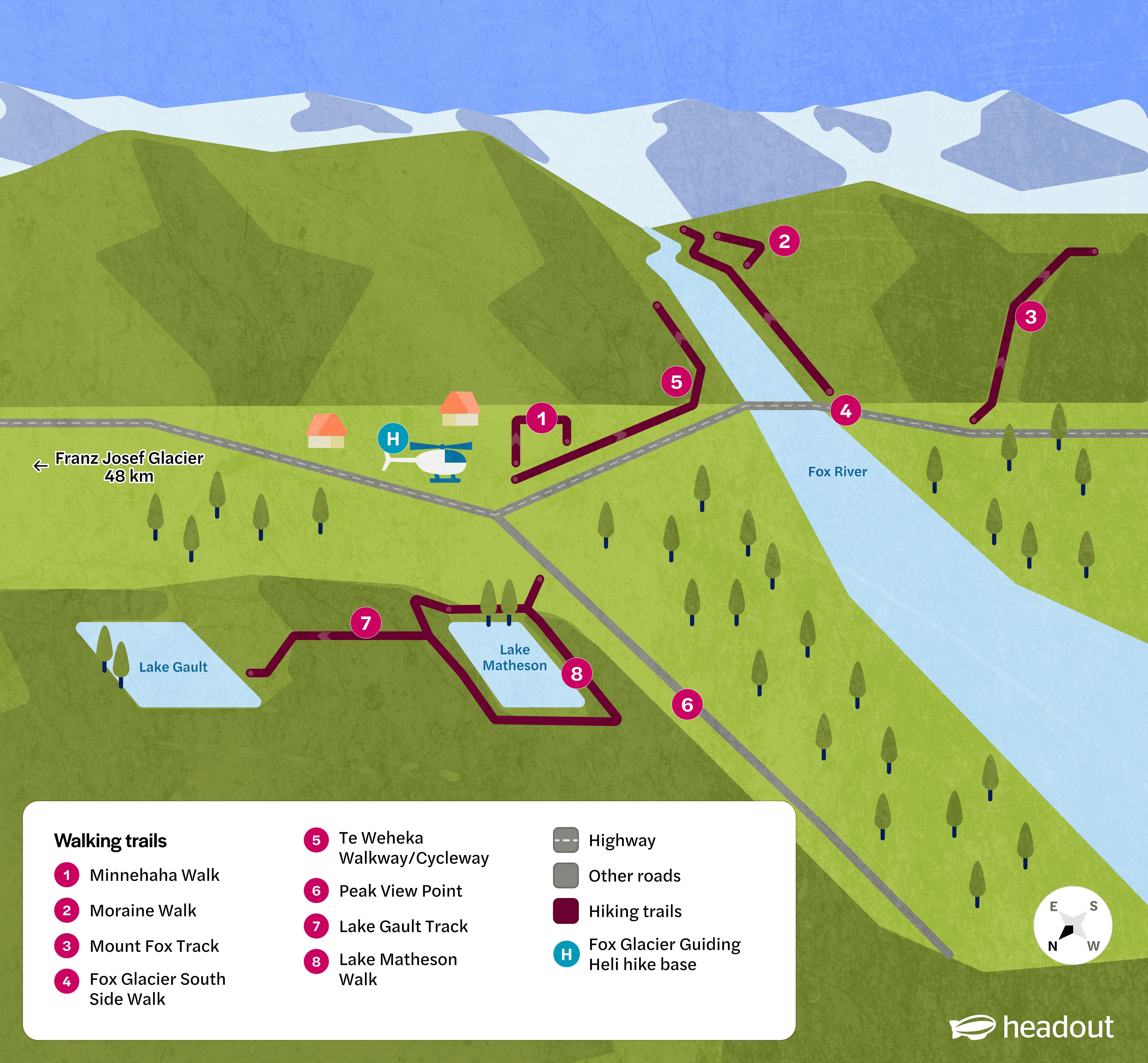 fox glacier map