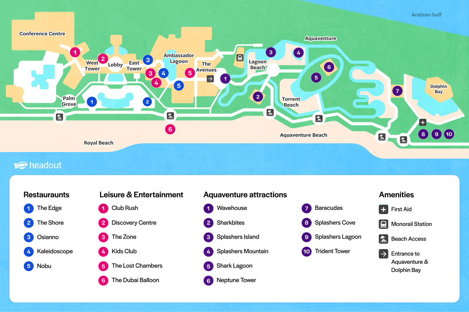 Atlantis, the Palm route map