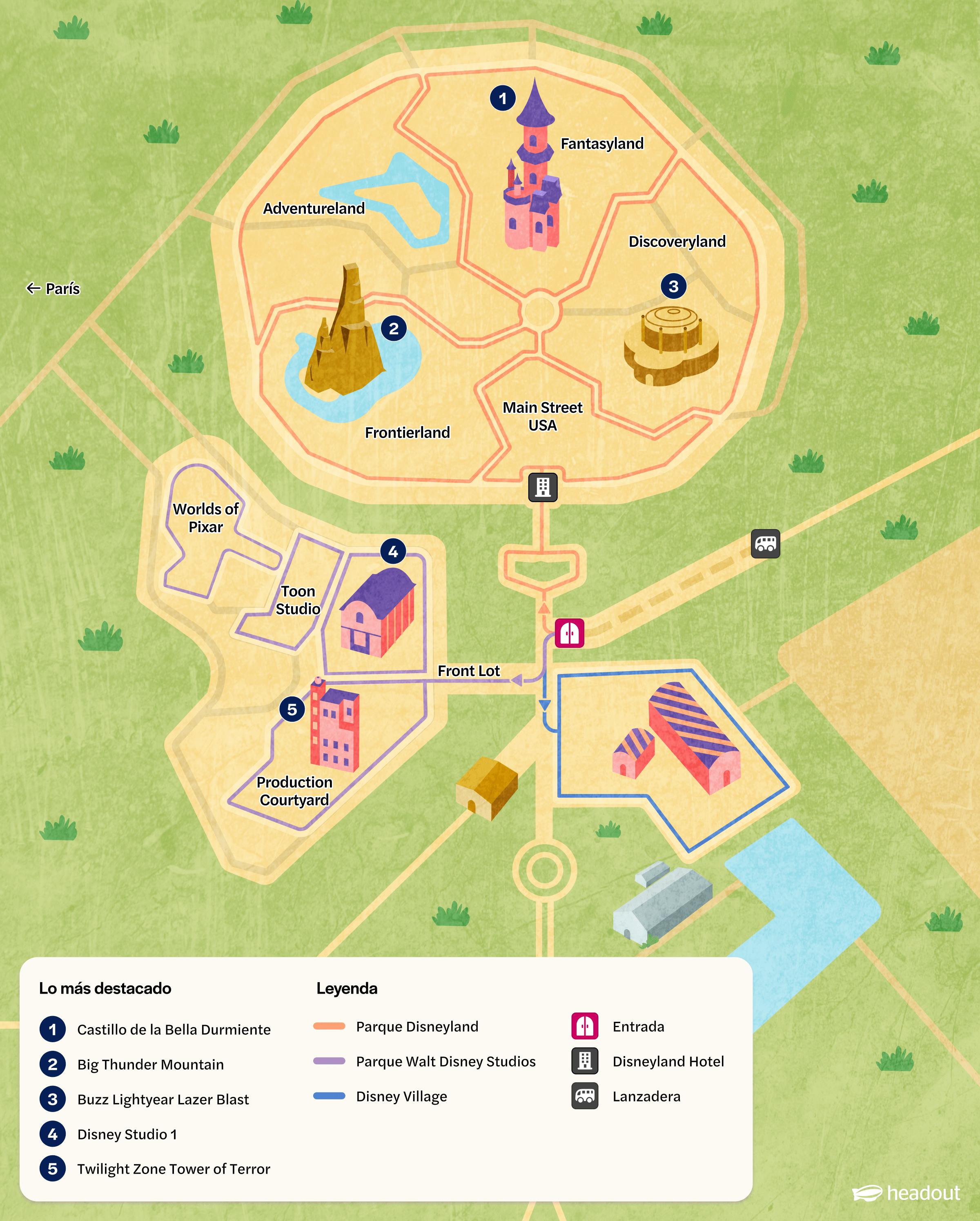 Mapa y guía de Disneyland París