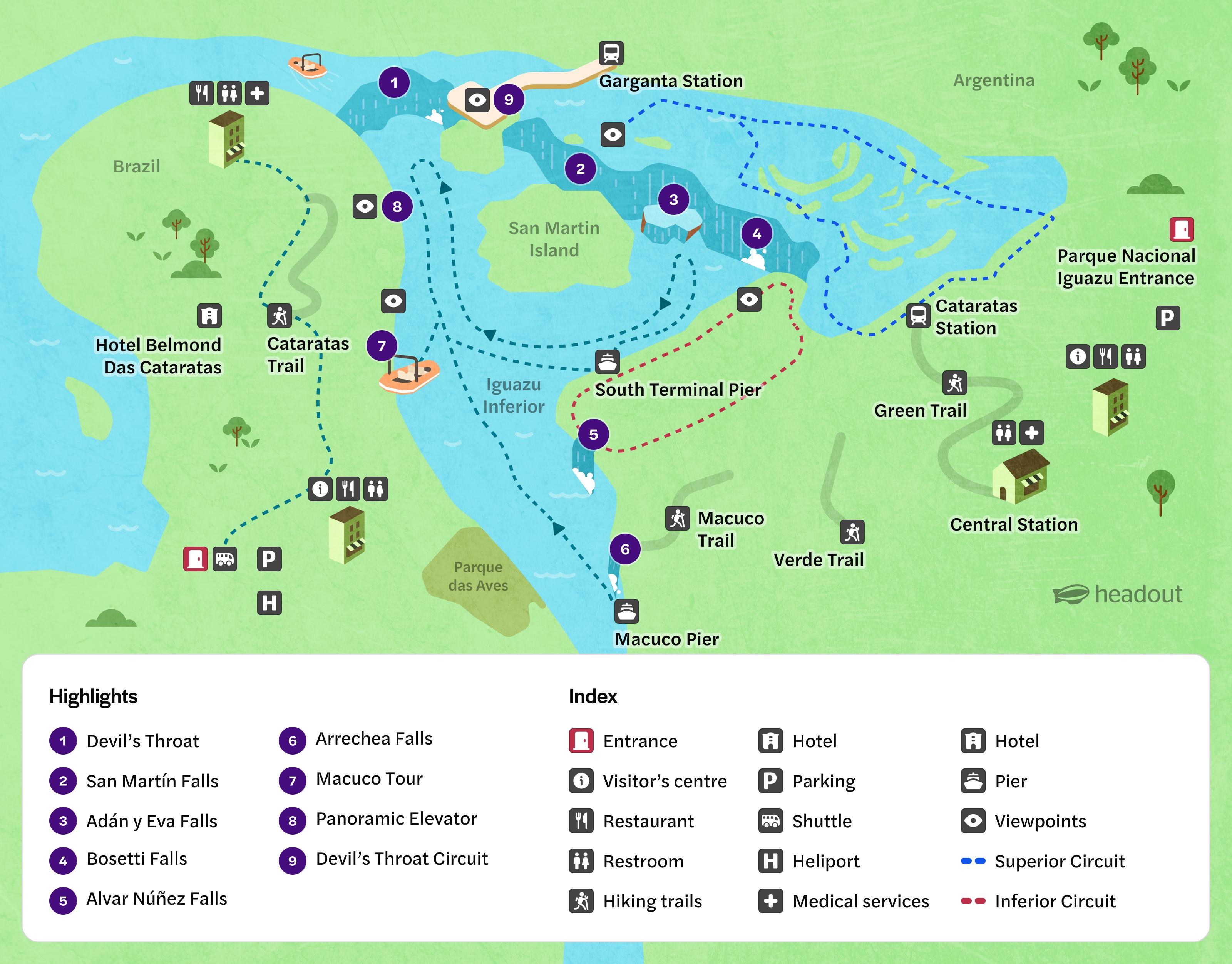 Iguazu falls map