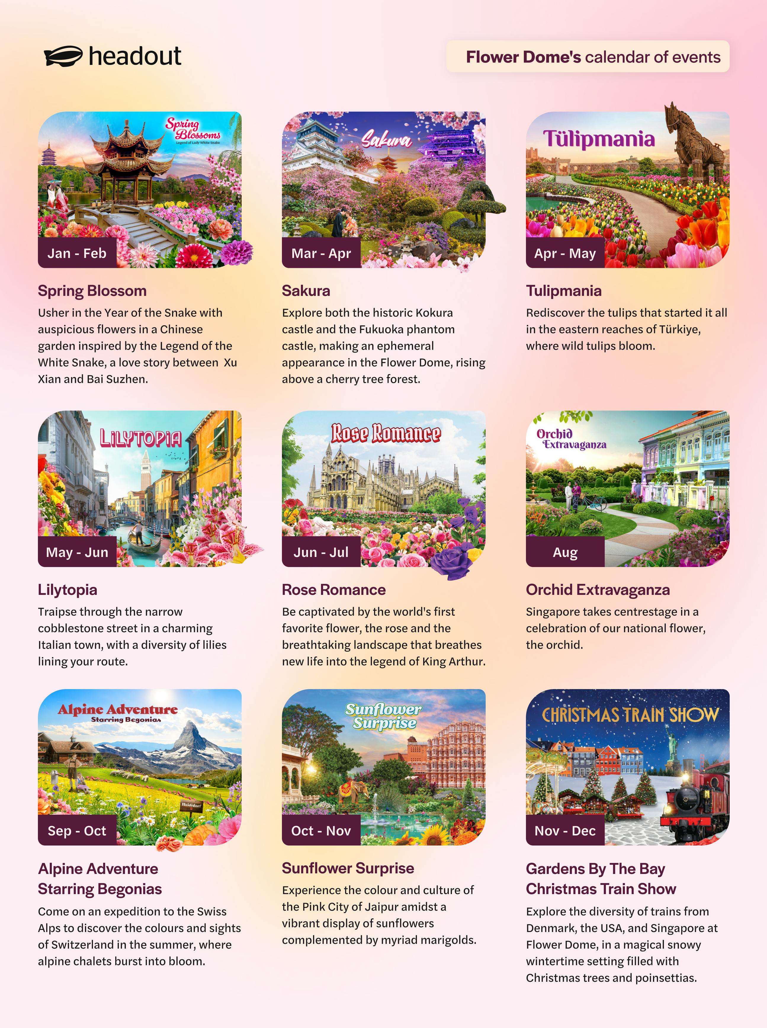 Gardens by the bay flower dome seasonal calendar
