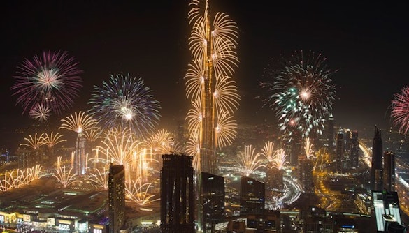 año nuevo en dubái - fuegos artificiales burj khalifa