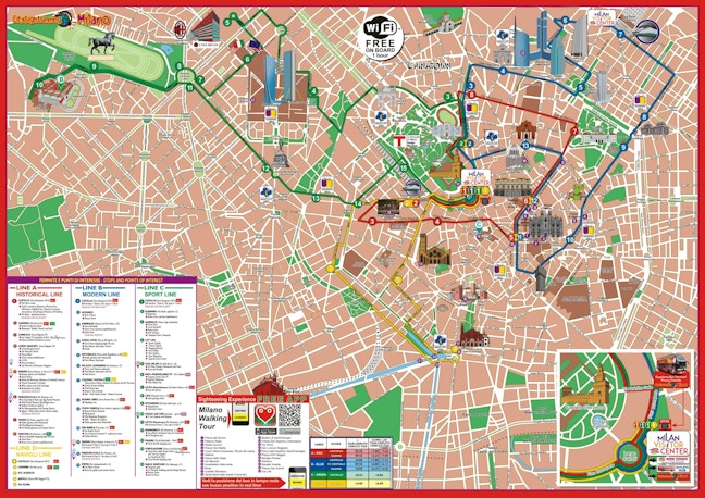 milan tour bus map