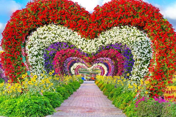 Miracle Garden Dubai túnel de corazones