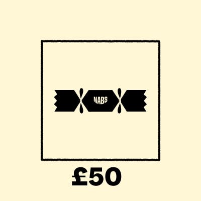 Christmas cracker on a peach background with £50 in text