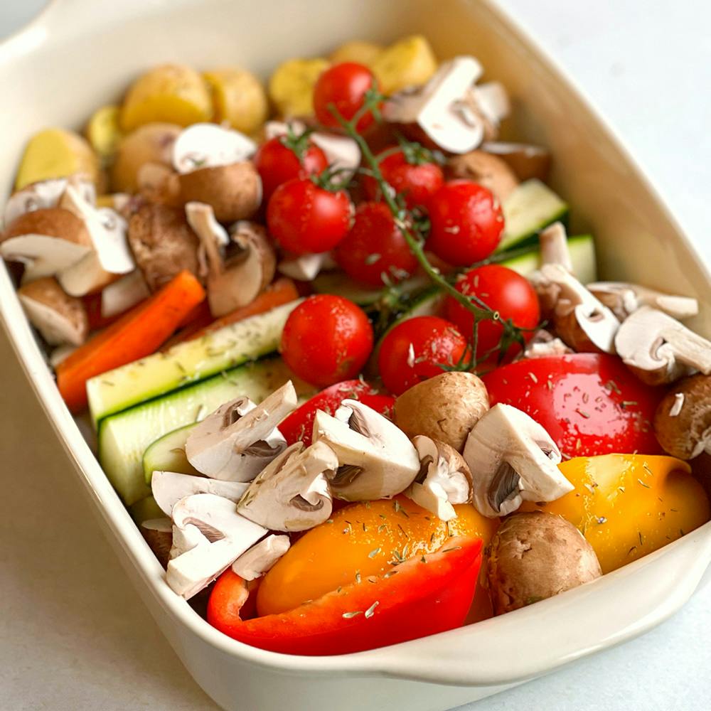Ofengemüse mit Hummus – eat your rainbow Rezept