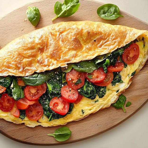 Omelette mit Spinatfüllung - einfaches und schnelles Rezept