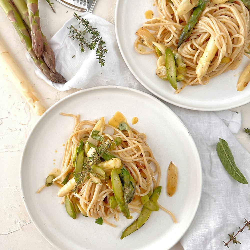 Spargel Spaghetti nach Carbonara Art – Frühlingsrezept