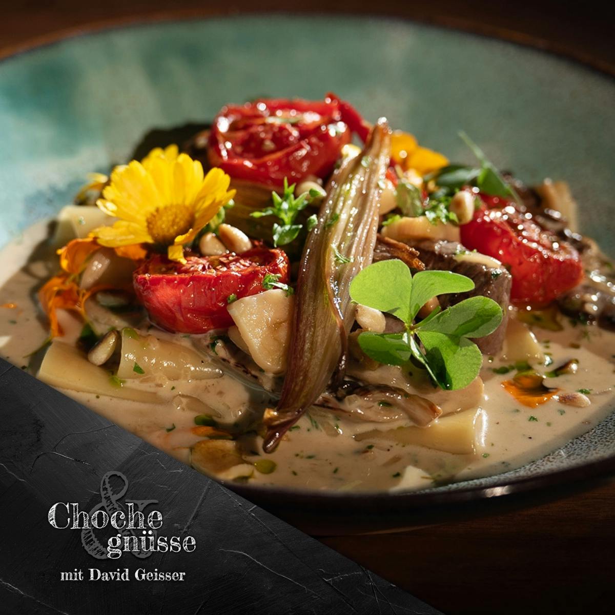 Lasagne 2.0 mit Rindsfilet, Pilzen  und Schmortomaten