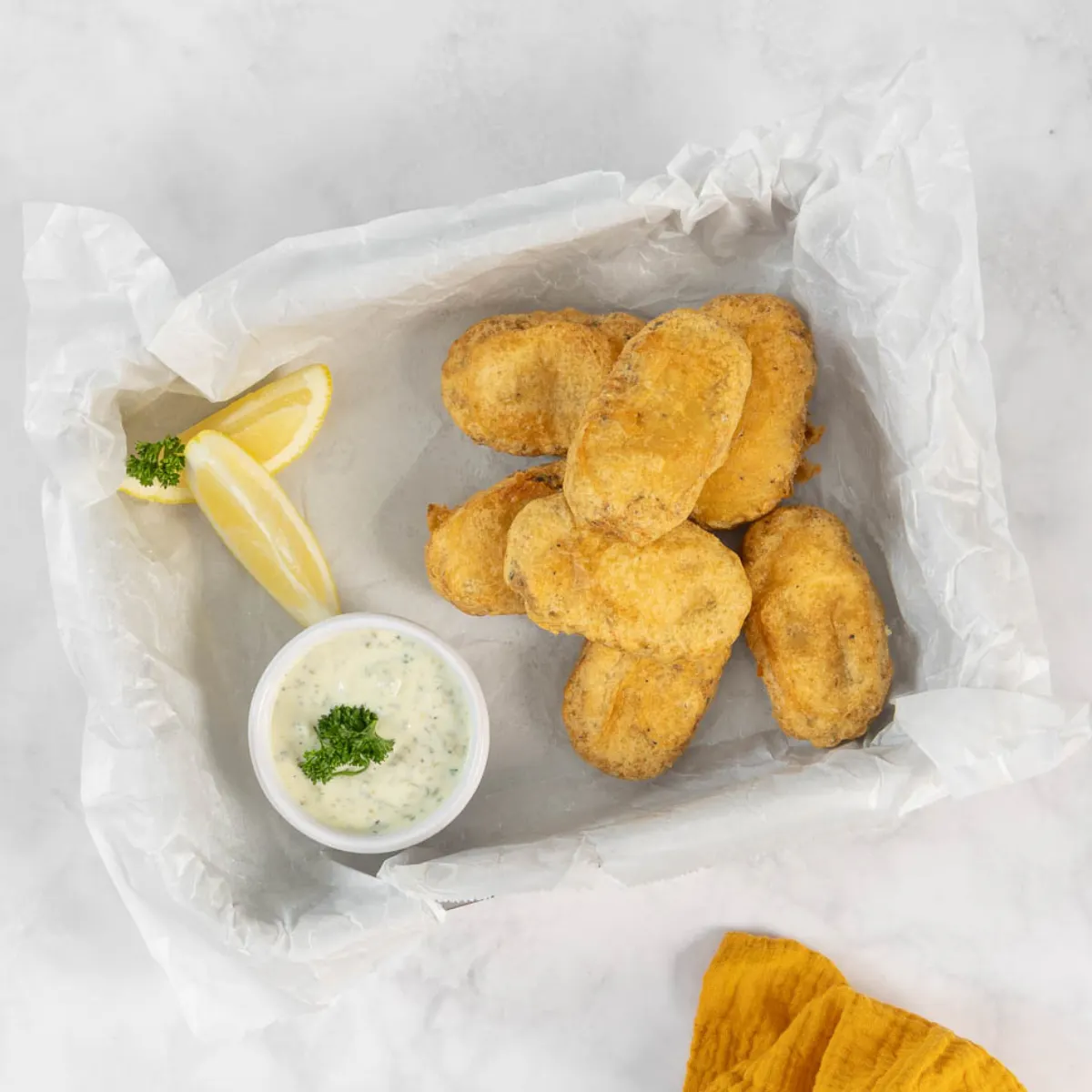 Pflanzliche Knusperli nach Fisch-Art