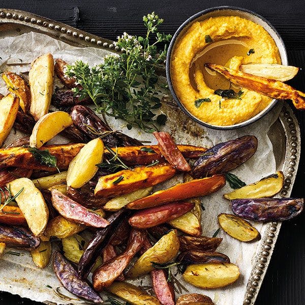 Pommes de terre au four avec houmous aux lentilles