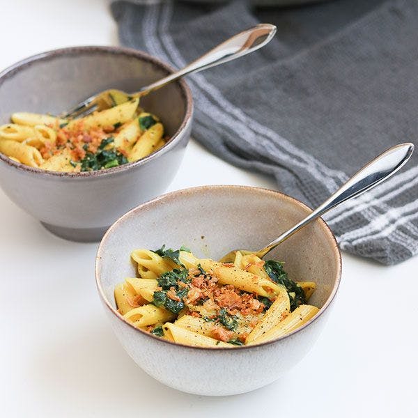 Penne allo zafferano con spinaci - per tutte le stagioni