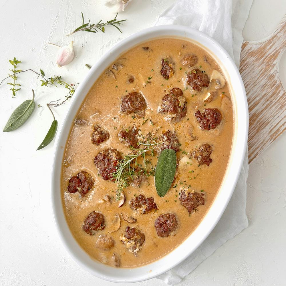 Polpette di carne macinata al forno - Ricetta con salsa ai funghi