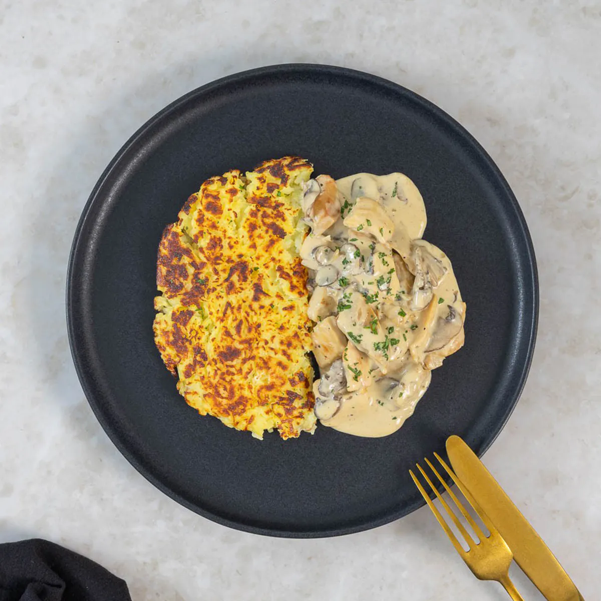 Sminuzzato alla zurighese vegetale con rösti