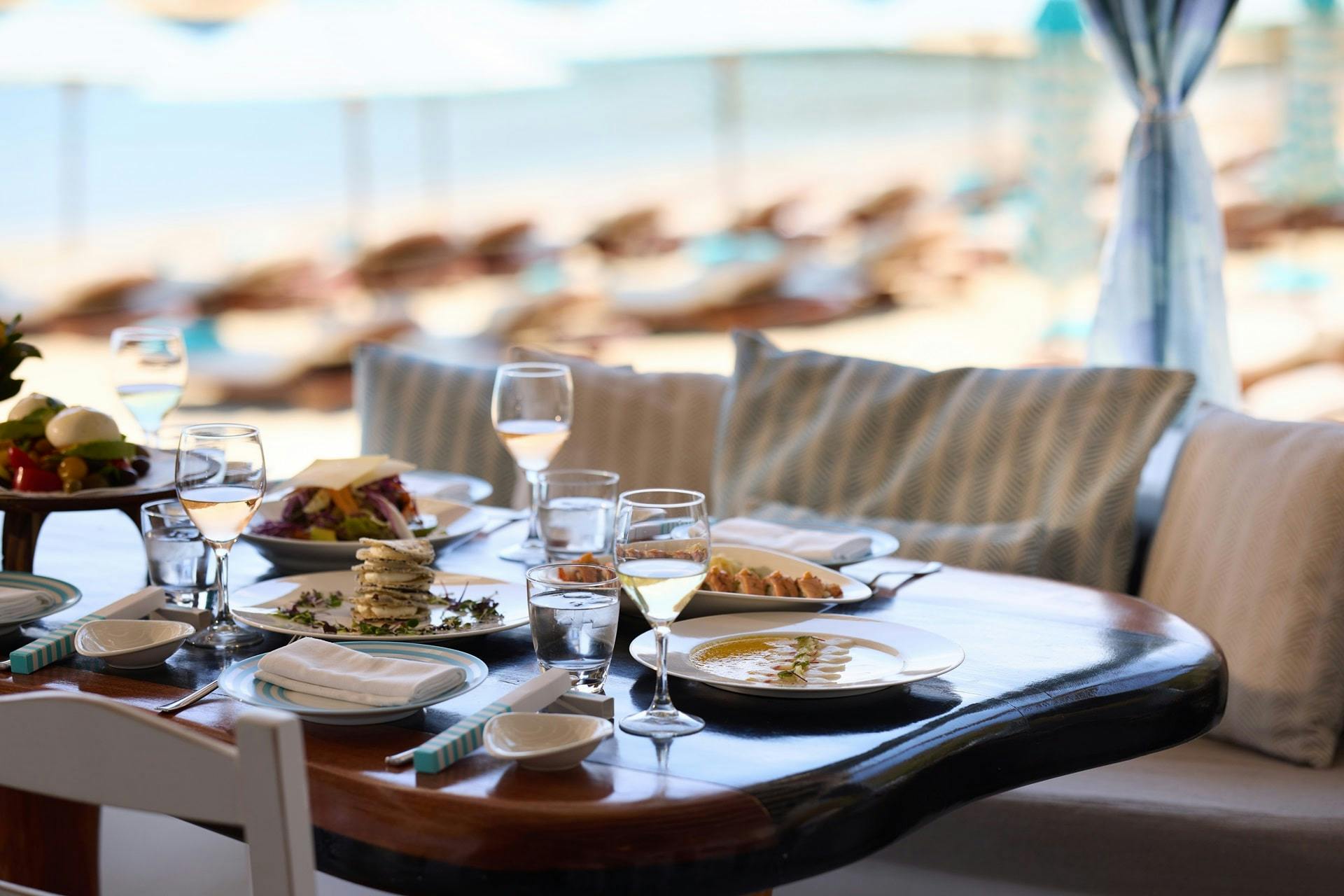 Lunch set up at Nammos Restaurant