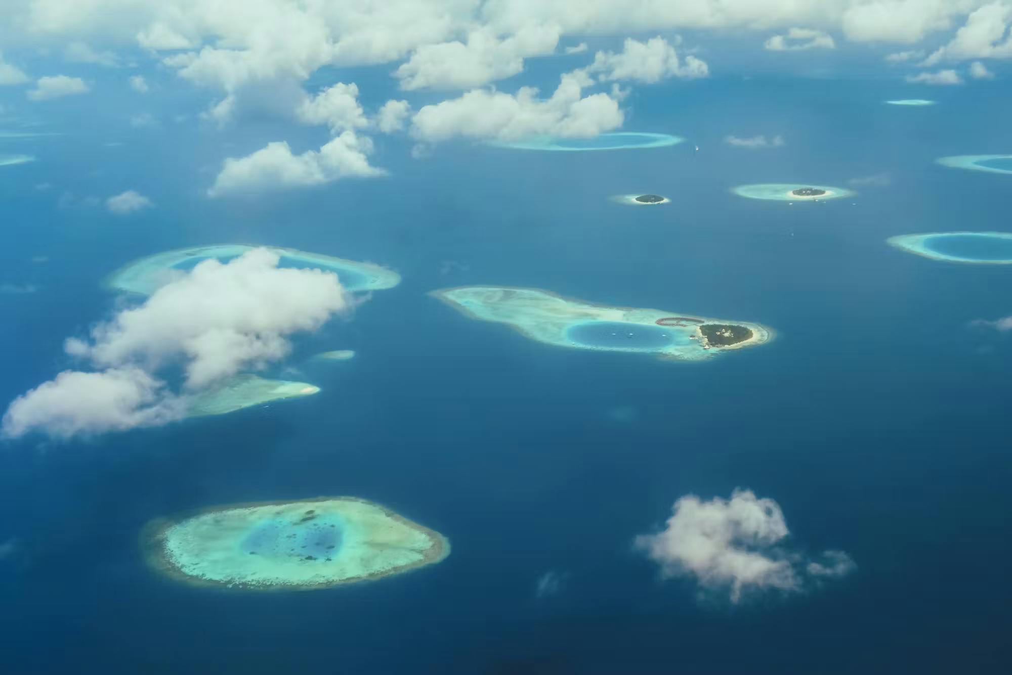 Birds eye view of Maldives islands 