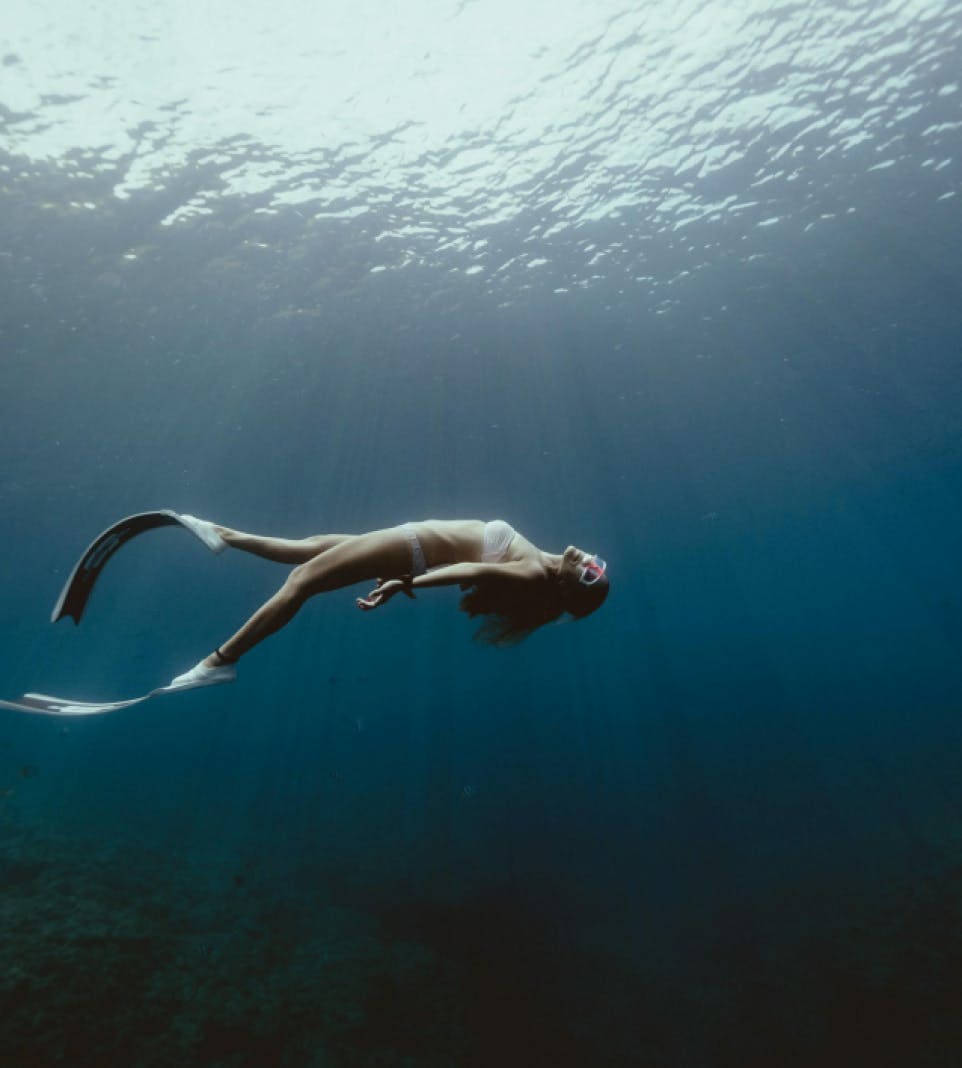 Freediver swimming in the Aegean Sea